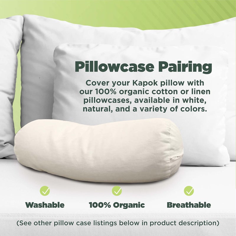 Bean Products Kapok Neck Roll Pillow for Sleeping â€“ Hypoallergenic and Breathable Organic Cotton Fabric Neck Pillow â€“ Soft and Supportive Pillow for Neck Pain Relief â€“ Made in The USA, 4" x 12" - Image 5